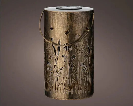 Large Metal Solar Lantern - Gold