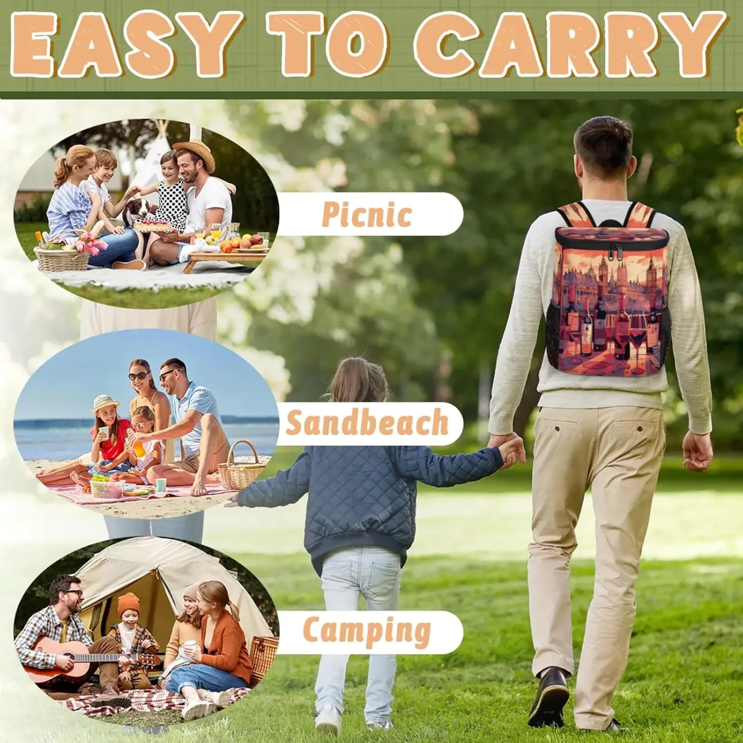 Large Waterproof Insulated Cooler Backpack, Leak Proof Cooler Backpack for Camping, Picnic Travel Outdoor