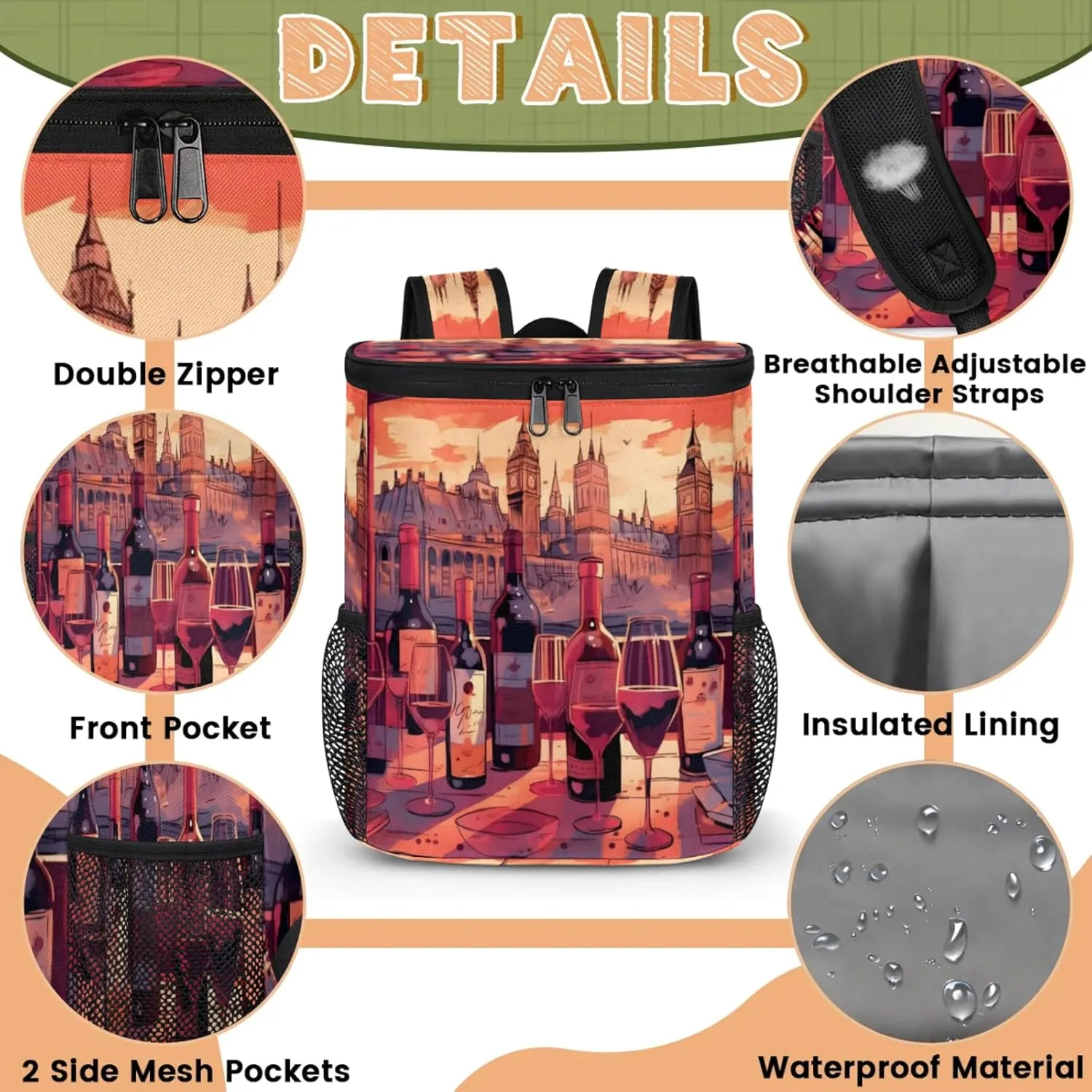 Large Waterproof Insulated Cooler Backpack, Leak Proof Cooler Backpack for Camping, Picnic Travel Outdoor