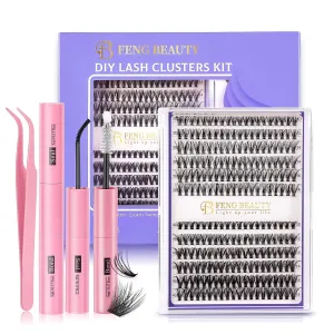Lash Clusters Kit – 240pcs Wispy Eyelash Clusters with Tweezer, Bond & Seal, 30D/40D, 10–16mm Fluffy Individual Lashes, Natural Look, Waterproof DIY Cluster Lash Extensions for Daily Wear