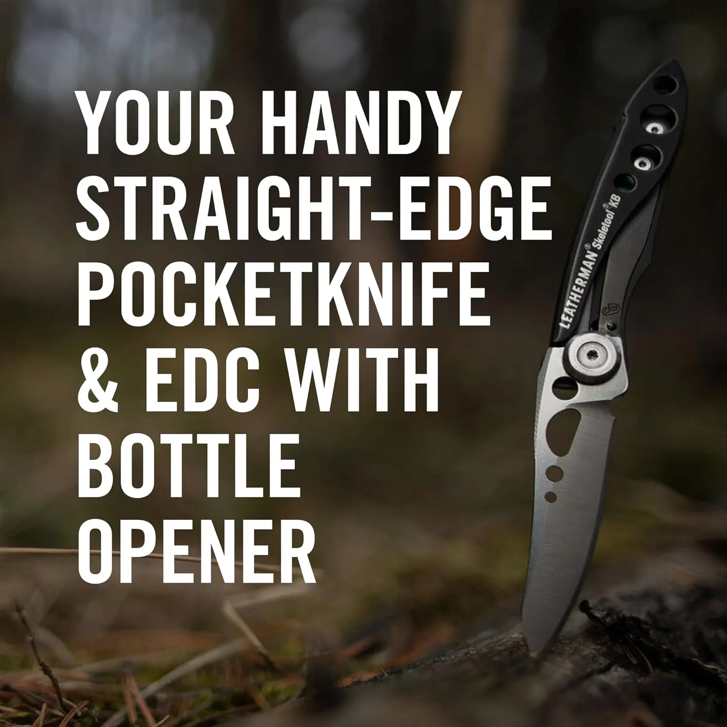 LEATHERMAN, Skeletool KB Pocketknife with Straight Edge, Stainless Steel Blade and Bottle Opener, Paradise Blue