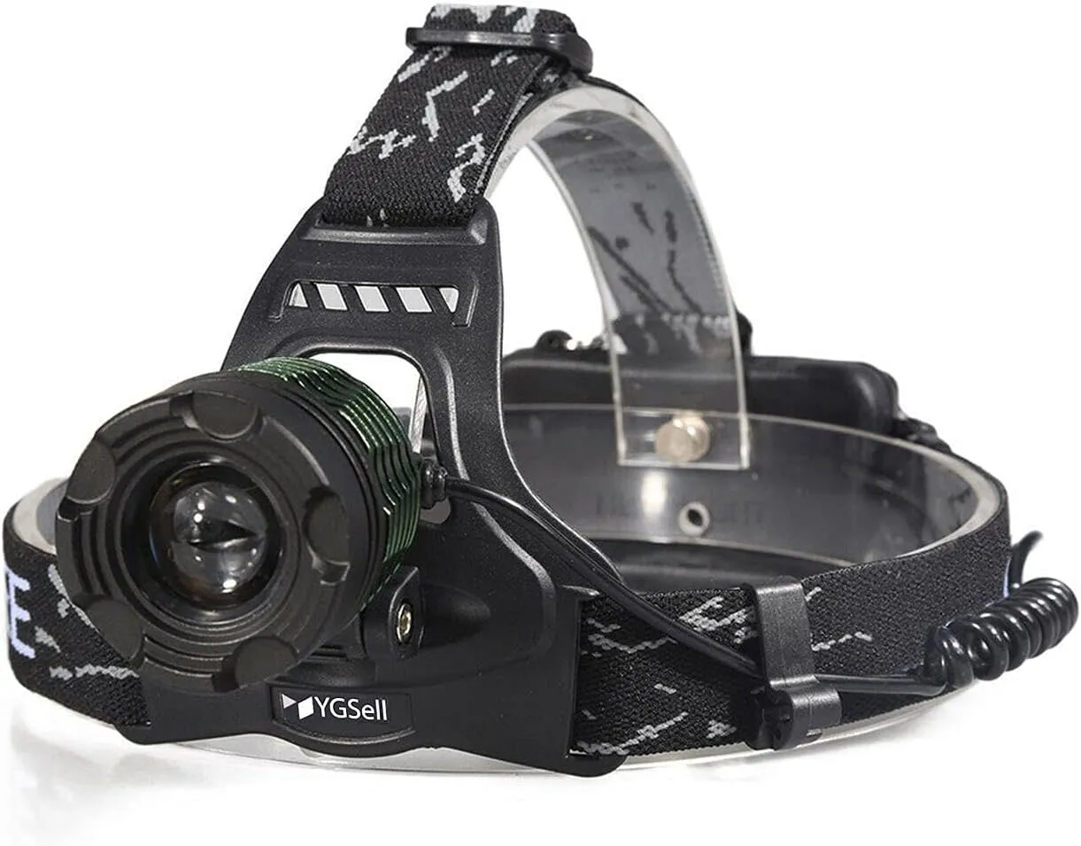 LED Head Lamp - Bright Rechargeable Headlamp Waterproof 20000 Lumen Flashlight Head Lights - Work Headlight with Zoomable Light 18650 Batteries for Outdoor, Camping, Hiking, Hunting