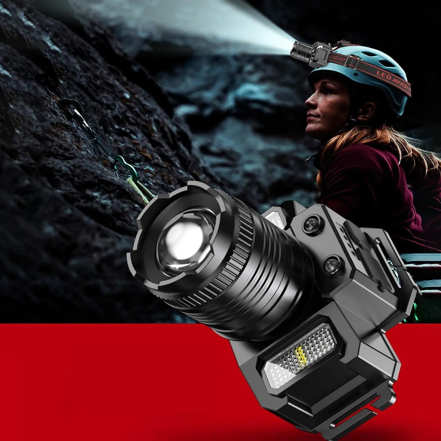 Led Headlamp Rechargeable, 20000 Lumens Bright Headlamp With Zoomable