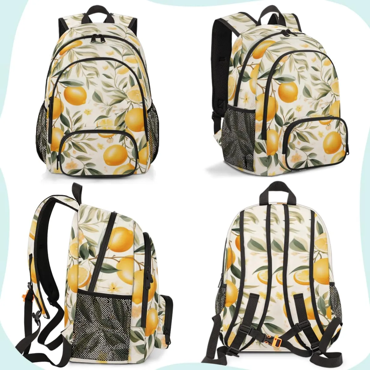 Lemon Carry on Travel Backpack for Women Men Water resistant Lightweight Rucksack Backpack for Weekender Casual Work Hiking Watercolor Summer Fruit Lemons