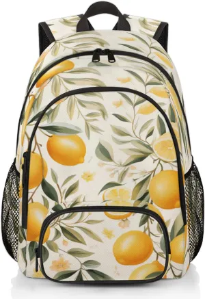 Lemon Carry on Travel Backpack for Women Men Water resistant Lightweight Rucksack Backpack for Weekender Casual Work Hiking Watercolor Summer Fruit Lemons