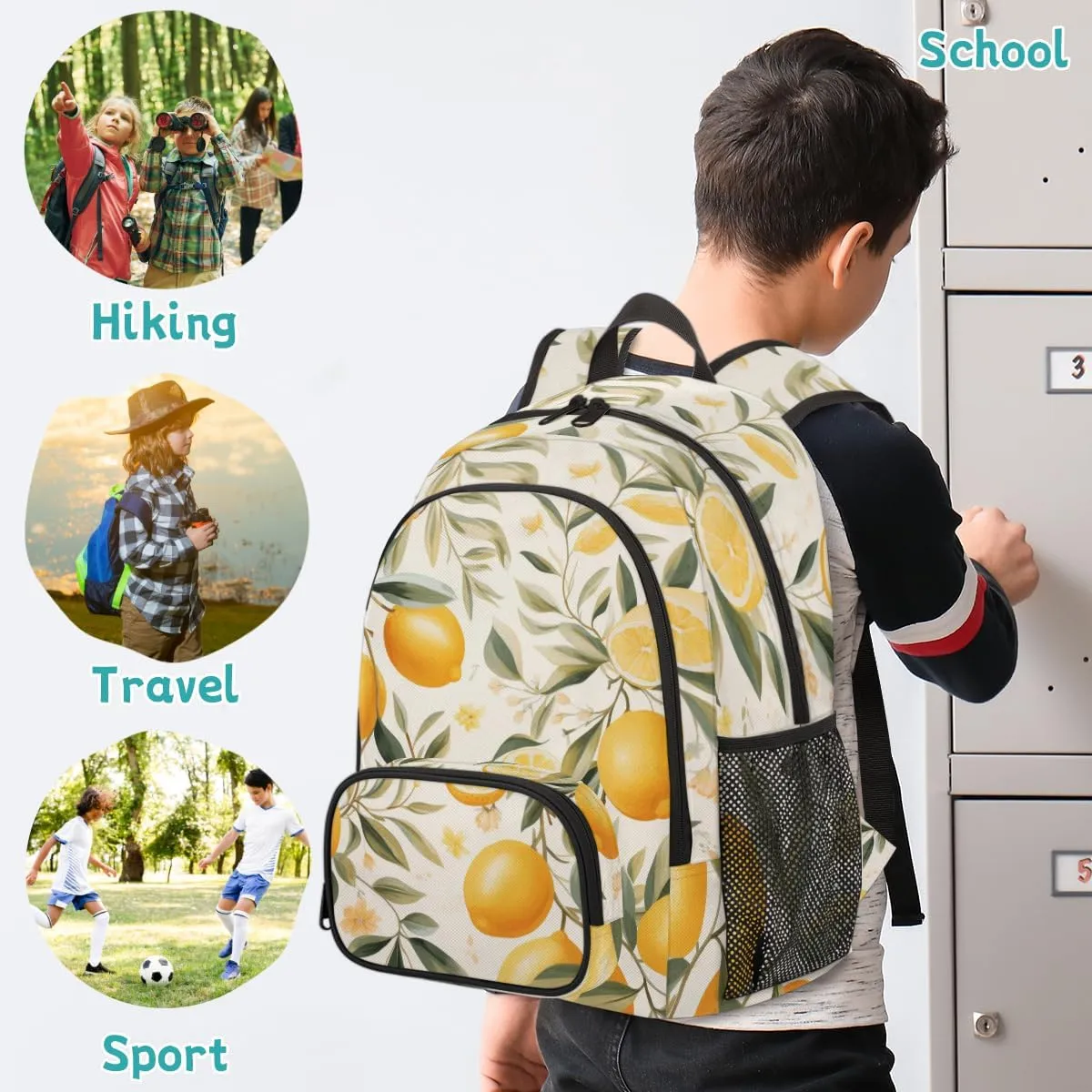 Lemon Carry on Travel Backpack for Women Men Water resistant Lightweight Rucksack Backpack for Weekender Casual Work Hiking Watercolor Summer Fruit Lemons