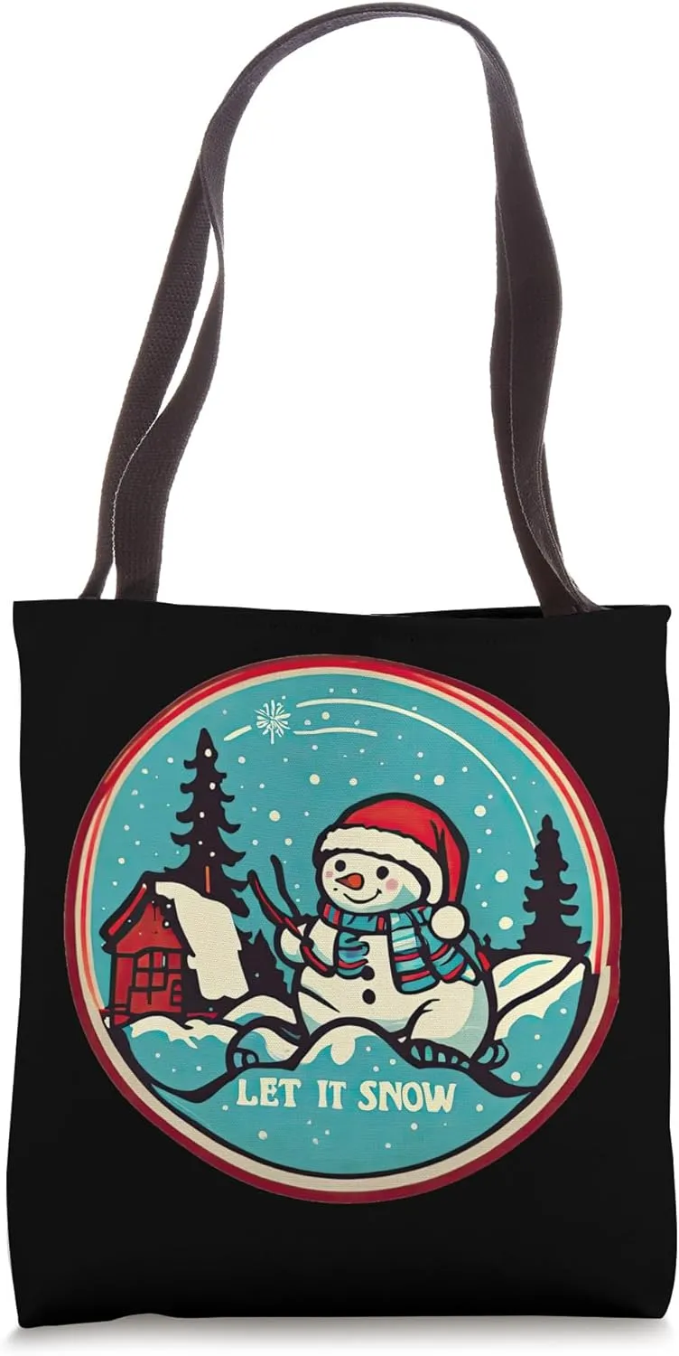 LET IT SNOW snowman snowflake snowstorm skiing snowboarding Tote Bag