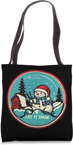 LET IT SNOW snowman snowflake snowstorm skiing snowboarding Tote Bag