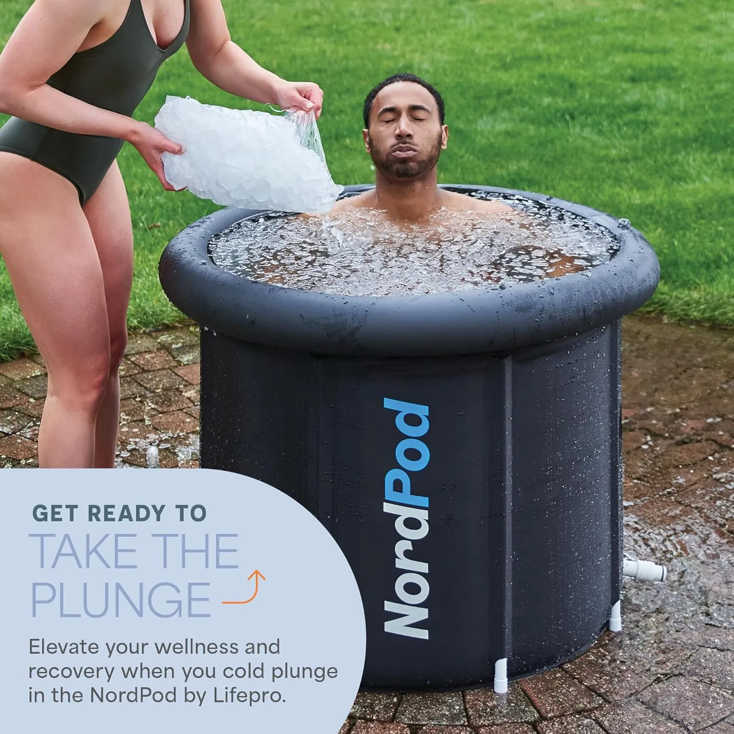 Lifepro NordPod Recovery Ice Tub – Portable Cold Plunge Tub for Athletes, Ice Bath for Recovery & Therapy – Outdoor/Indoor Use, All-Weather Lid, XL Size – Holds Up to 102 Gallons