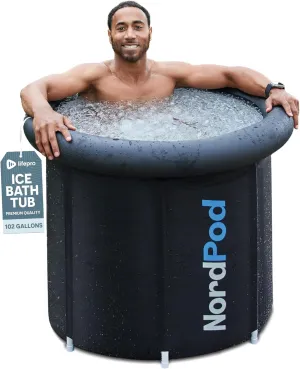 Lifepro NordPod Recovery Ice Tub – Portable Cold Plunge Tub for Athletes, Ice Bath for Recovery & Therapy – Outdoor/Indoor Use, All-Weather Lid, XL Size – Holds Up to 102 Gallons