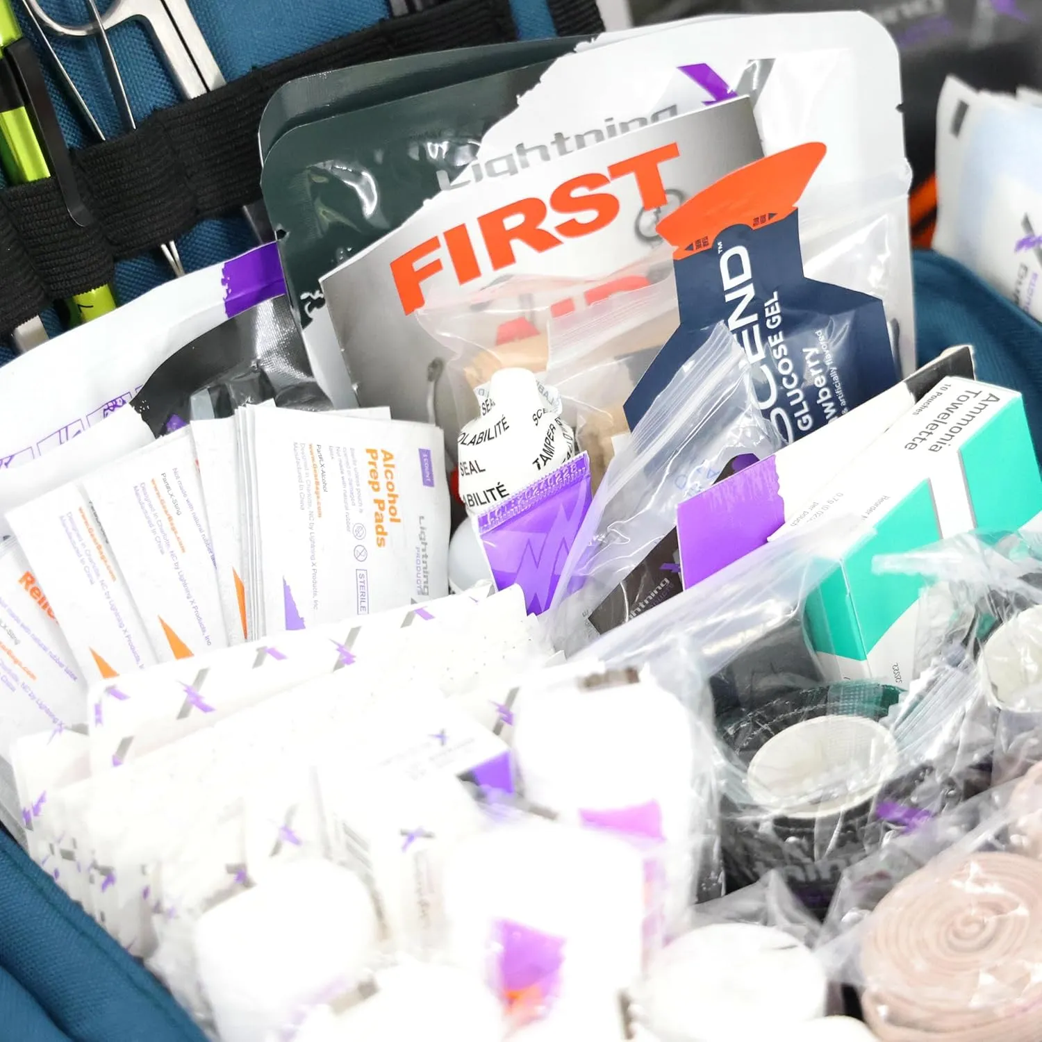 Lightning X Value Compact Medic First Responder EMS/EMT Stocked Trauma Bag w/Standard Fill Kit B - BLUE