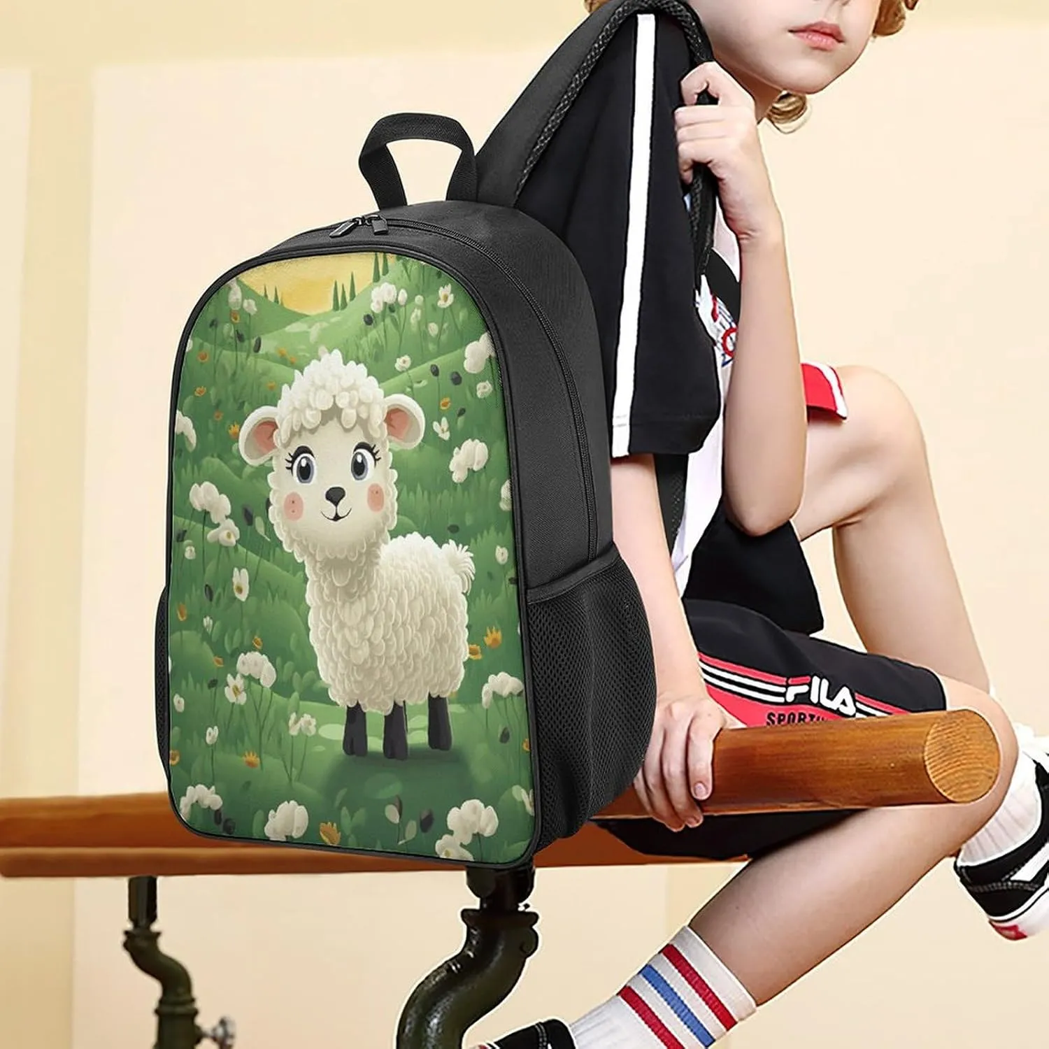 Lightweight Backpacks Cute Travel Bag Durable Cute Cartoon Sheep Printing Small Travel Backpack For Women & Men