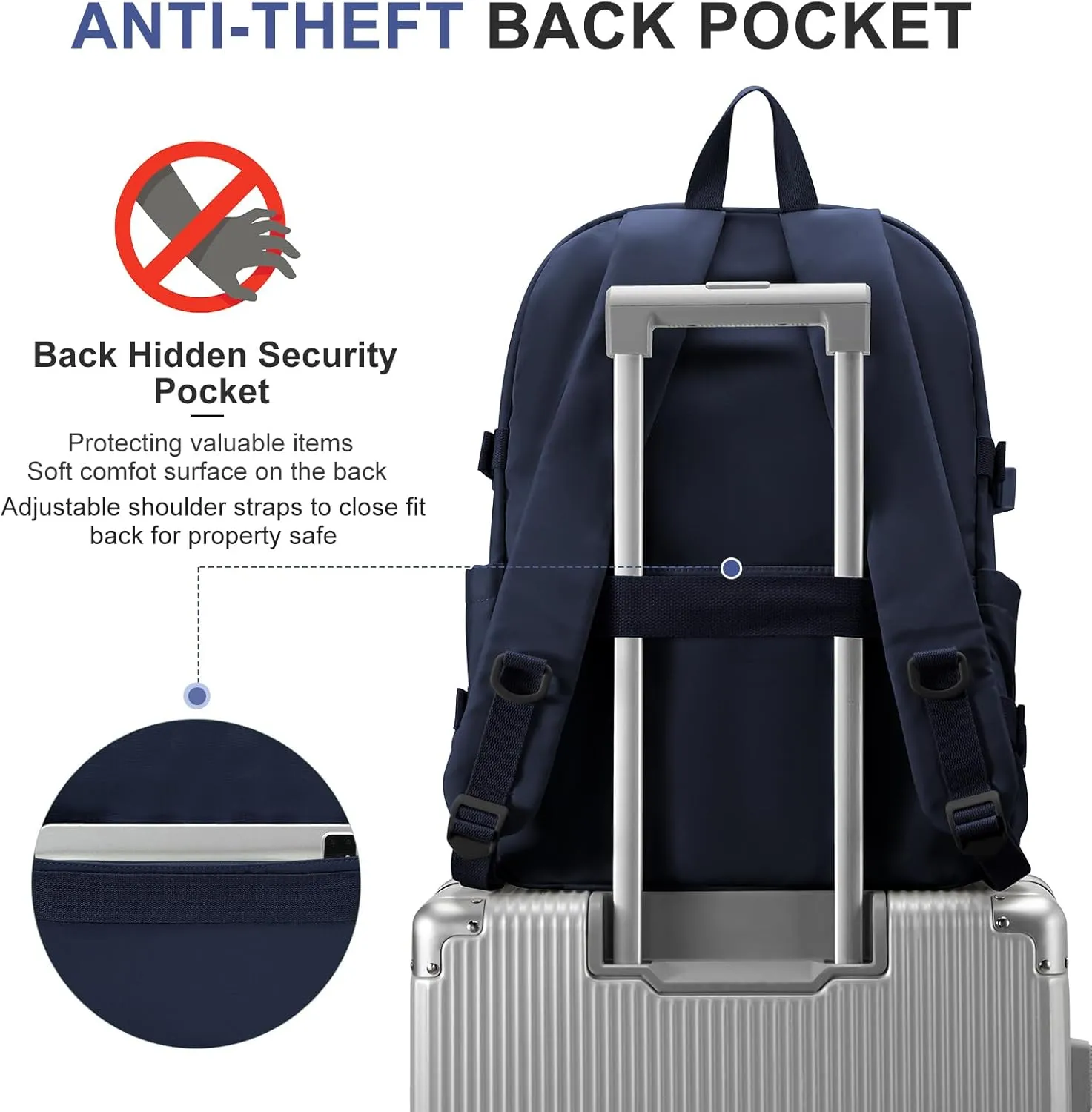 Lightweight College Backpack for Women Men Cute School Bag for Teens Girls Boys High School Backpack for Students Waterproof Casual Daypack Backpack（Dark Blue）
