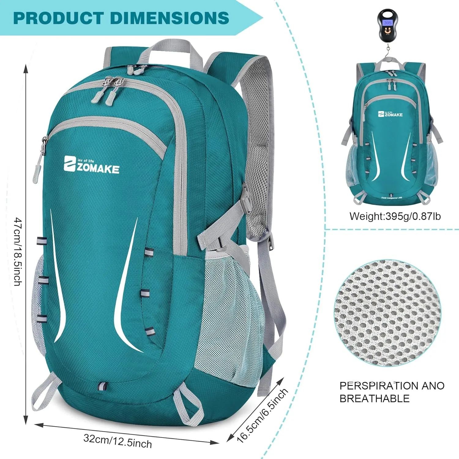 Lightweight Packable Backpack 35L, Foldable Backpacks Water Resistant Collapsible Light Daypack for Hiking