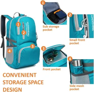 Lightweight Packable Foldable Small Portable 40L Backpack, Travel Trip Camping Hiking Outdoor Sports Backpack City Walking Daypack (Dark blue)