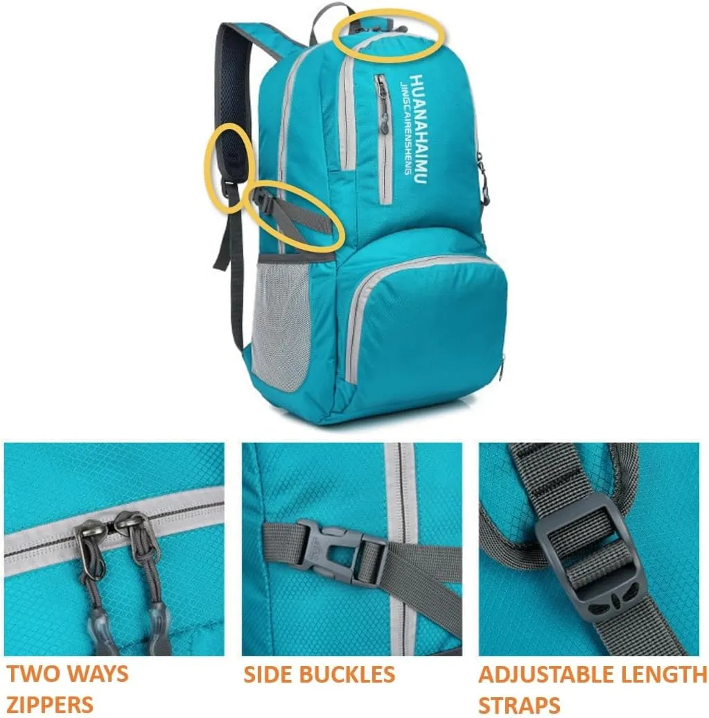 Lightweight Packable Foldable Small Portable 40L Backpack, Travel Trip Camping Hiking Outdoor Sports Backpack City Walking Daypack (Dark blue)