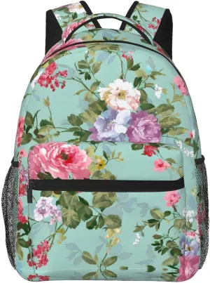 Lightweight Rucksacks for Camping Picnic Walking Cycling - Large Capacity Multipurpose Anti-Theft Carry On Bag, Shabby Chic Flowers Leaves Buds Spring Season Art Travel Hiking & Camping Rucksack