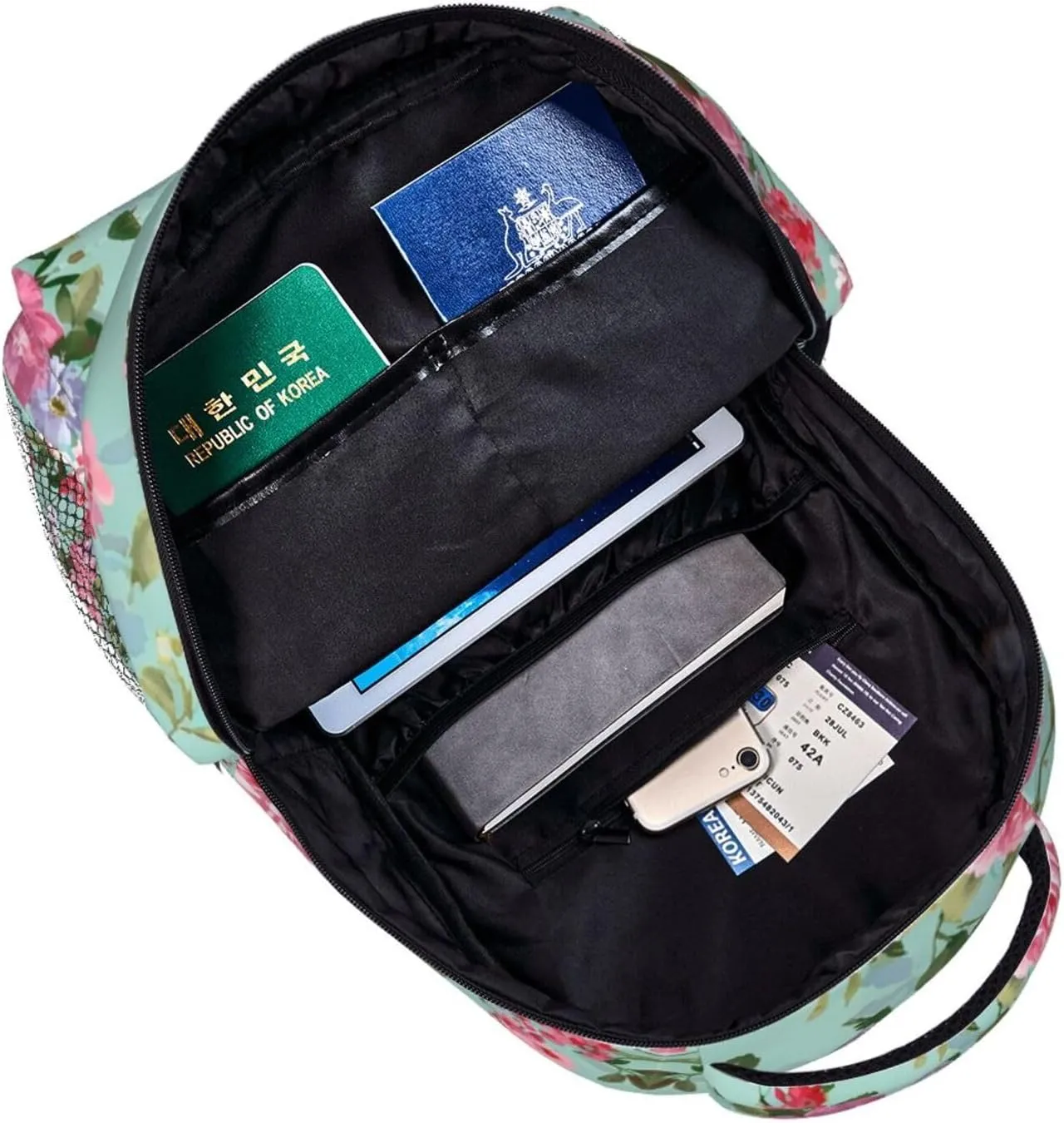 Lightweight Rucksacks for Camping Picnic Walking Cycling - Large Capacity Multipurpose Anti-Theft Carry On Bag, Shabby Chic Flowers Leaves Buds Spring Season Art Travel Hiking & Camping Rucksack