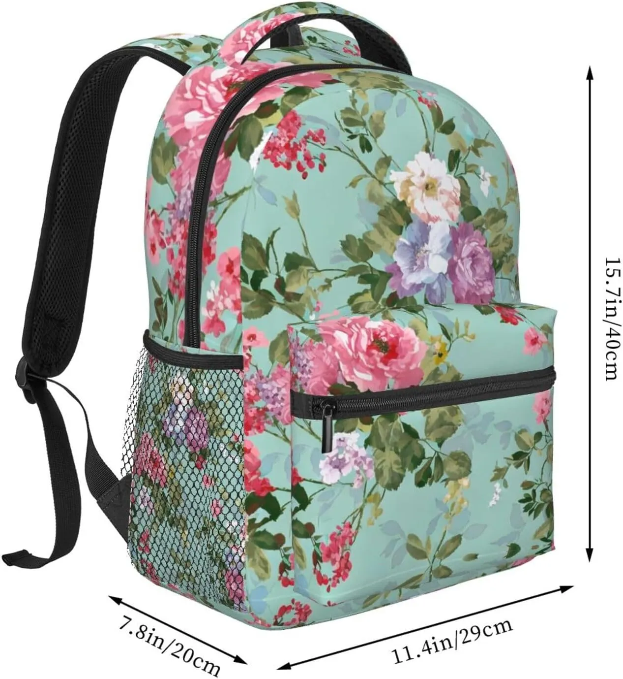 Lightweight Rucksacks for Camping Picnic Walking Cycling - Large Capacity Multipurpose Anti-Theft Carry On Bag, Shabby Chic Flowers Leaves Buds Spring Season Art Travel Hiking & Camping Rucksack