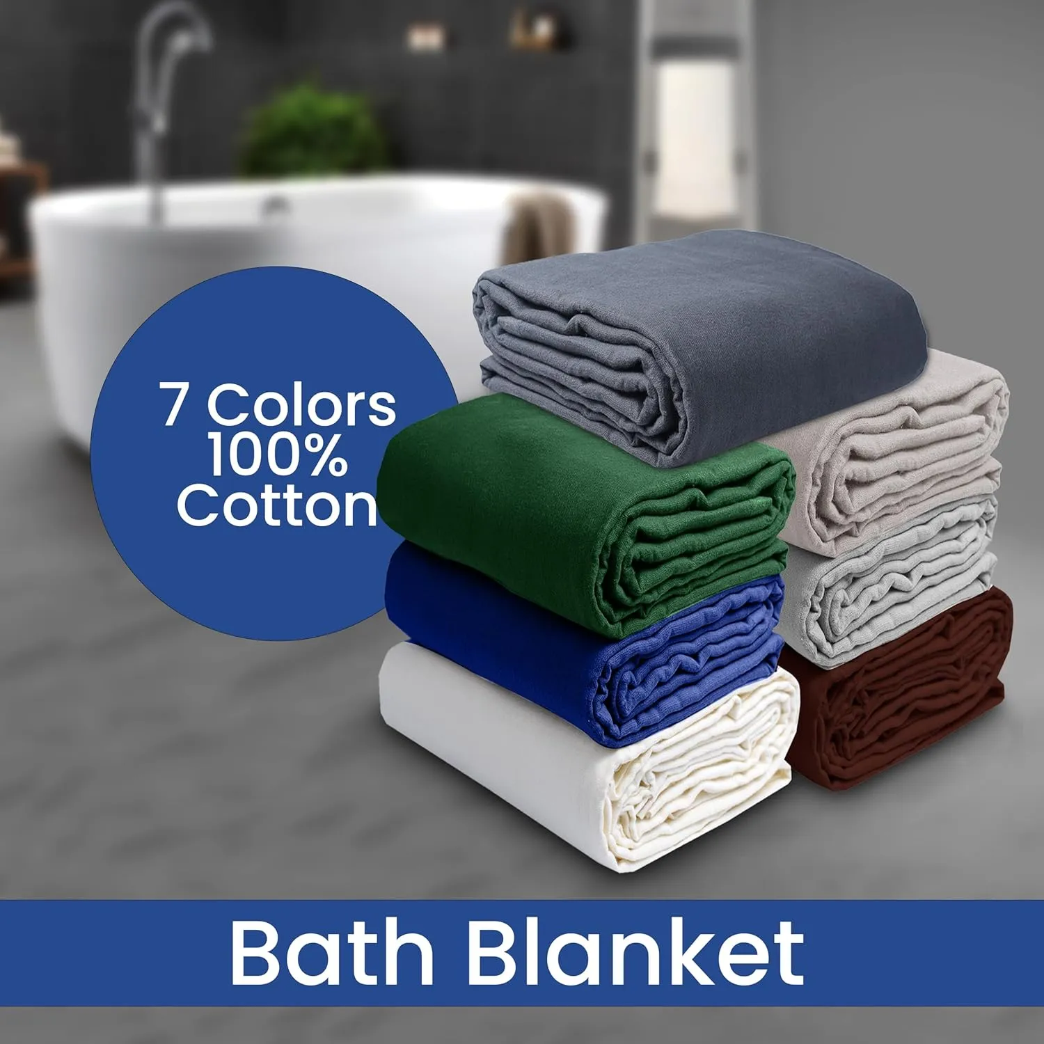 Linteum Textile Supply 100% Cotton Hospital Patient Bath Blanket, Bed Bath Sheet, Twin Blanket Lightweight Sheet Blankets 70x90 in, 1.75 lb. Navy Blue
