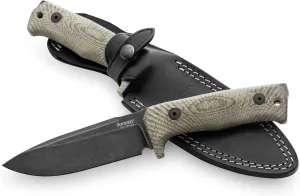 LionSTEEL T5 Fixed Blade T5B CVG Knife Niolox Stainless and Green Canvas Micarta Survival Knives