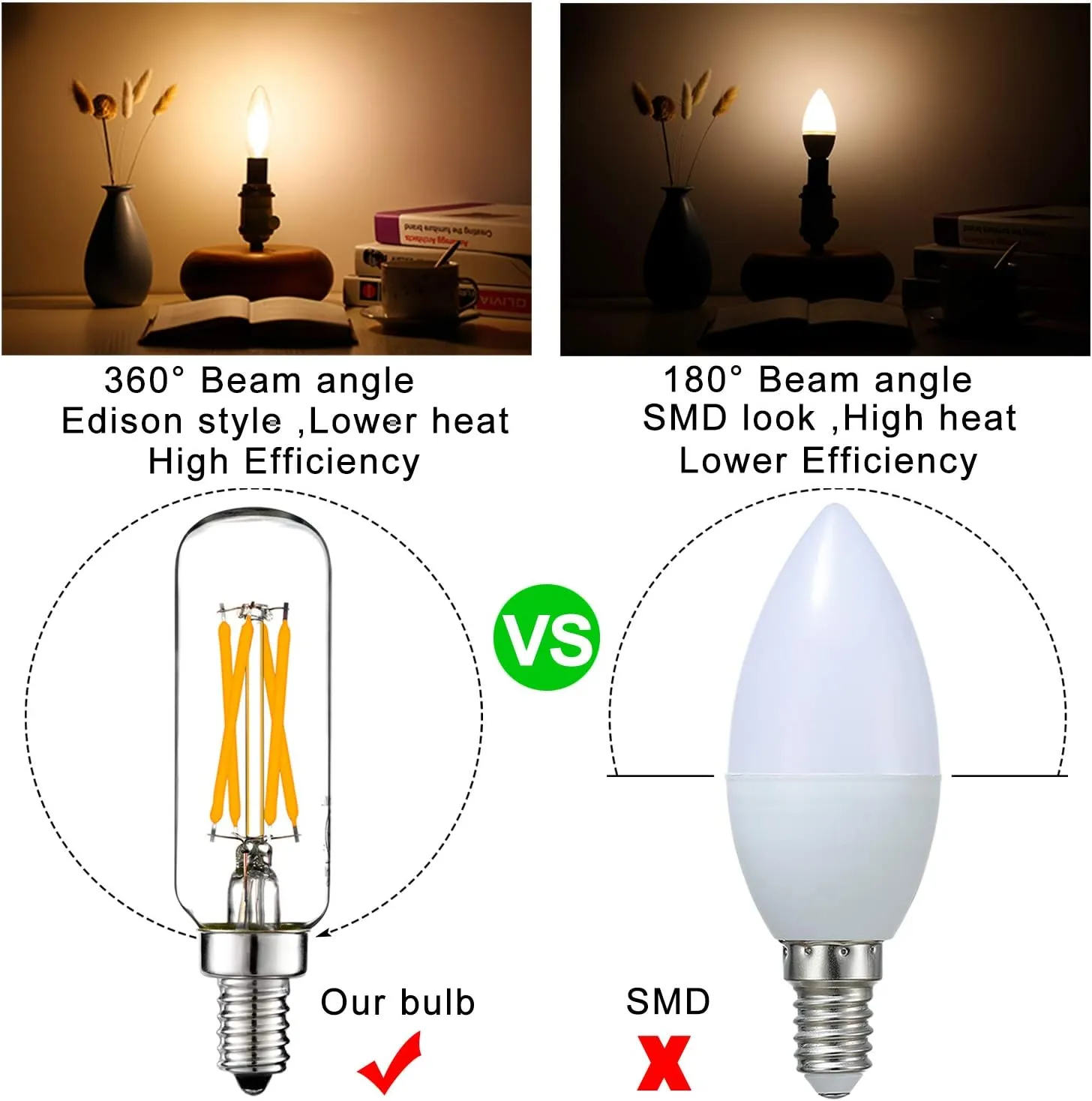 LiteHistory LED Bulb Dimmable 6W Equal Warm White 2700K T6 T25 E12 Candelabra Bulb 60 watt for Chandeliers,Ceiling Fan,Pendant,Wall sconces AC120V 600LM e12 Light Bulb 6Pack