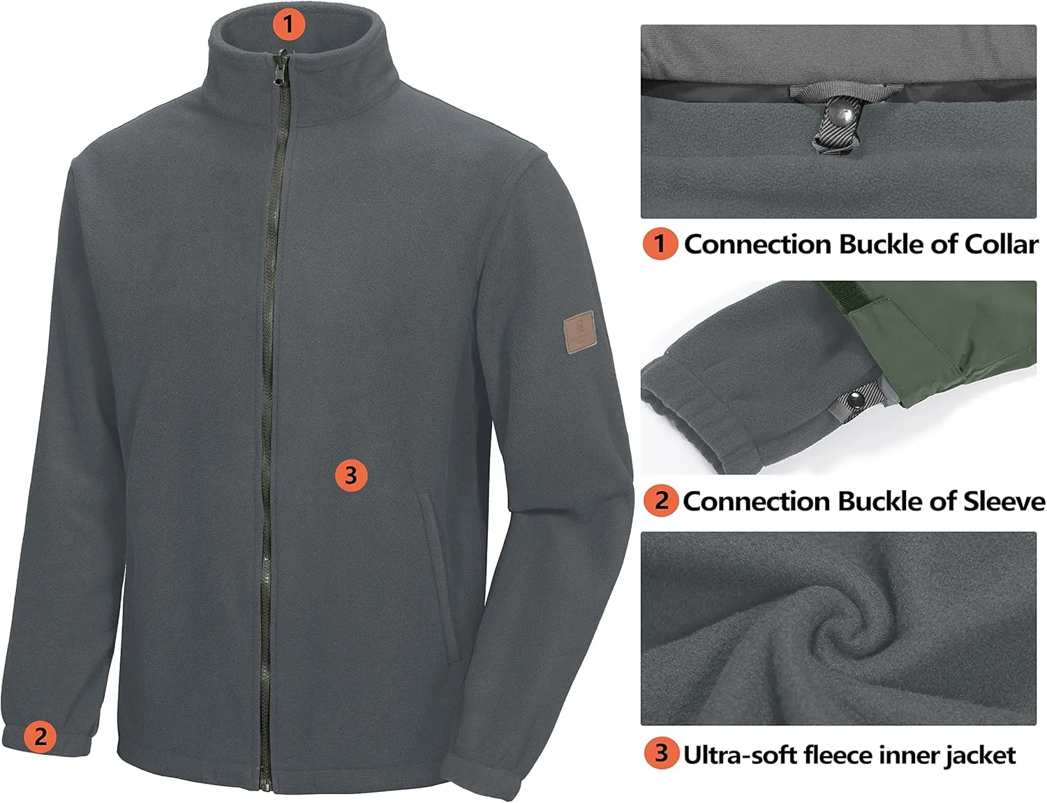 Little Donkey Andy Men's 3 in 1 Winter Ski Jacket Warm Fleece Liner Jacket Waterproof Windproof Snow Coat & Detachable Hood