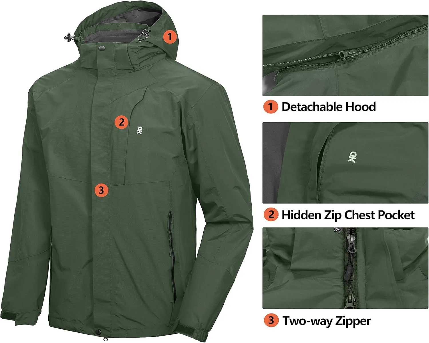 Little Donkey Andy Men's 3 in 1 Winter Ski Jacket Warm Fleece Liner Jacket Waterproof Windproof Snow Coat & Detachable Hood