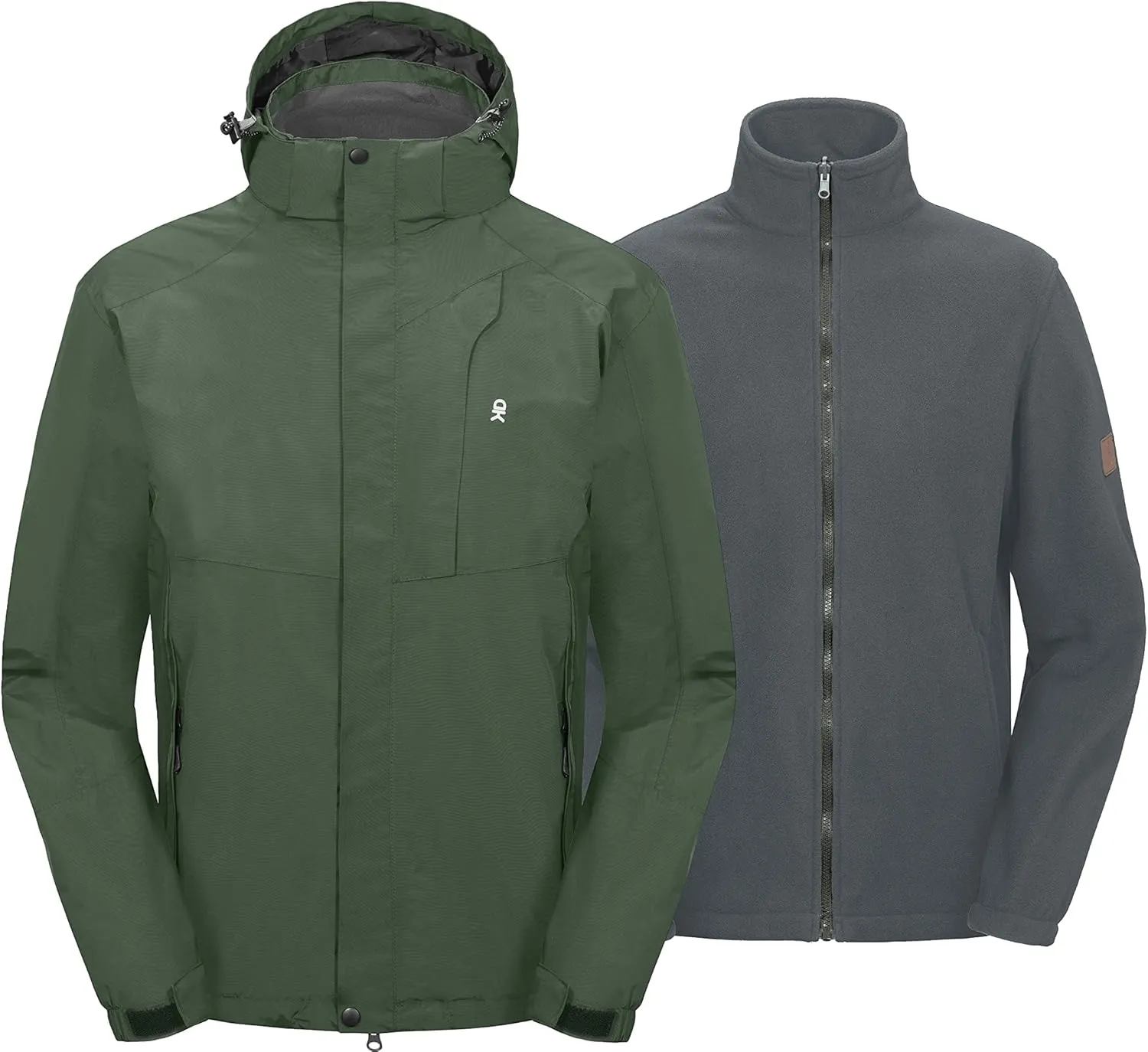 Little Donkey Andy Men's 3 in 1 Winter Ski Jacket Warm Fleece Liner Jacket Waterproof Windproof Snow Coat & Detachable Hood