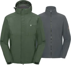 Little Donkey Andy Men's 3 in 1 Winter Ski Jacket Warm Fleece Liner Jacket Waterproof Windproof Snow Coat & Detachable Hood