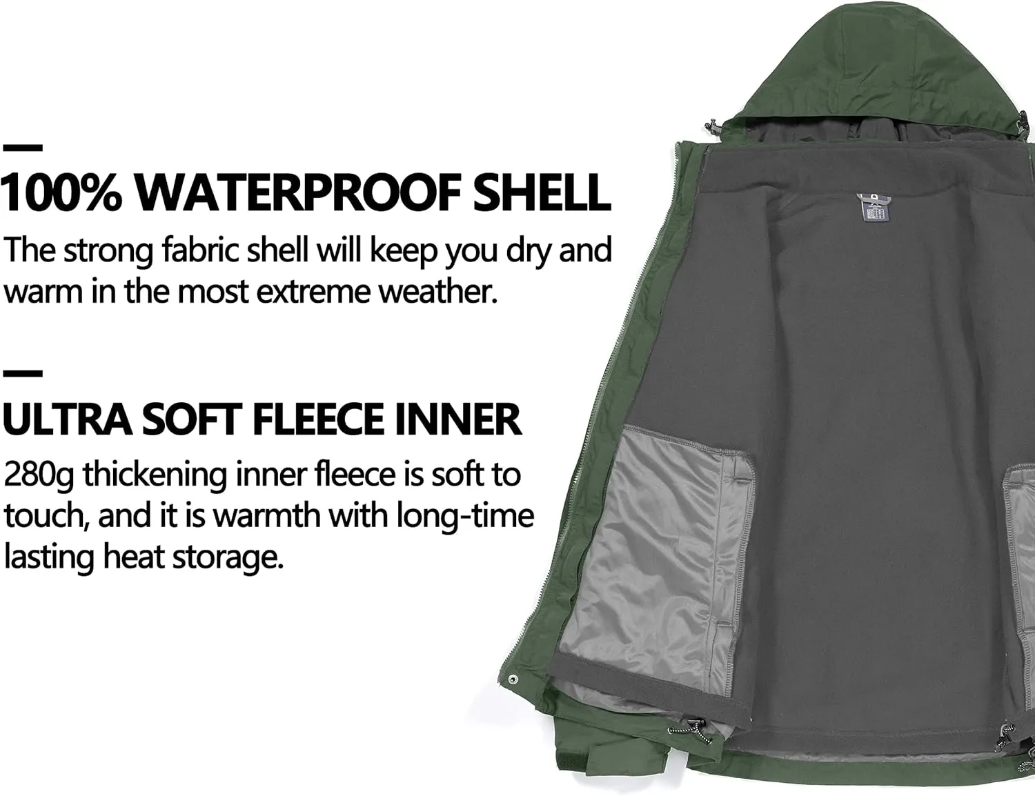 Little Donkey Andy Men's 3 in 1 Winter Ski Jacket Warm Fleece Liner Jacket Waterproof Windproof Snow Coat & Detachable Hood