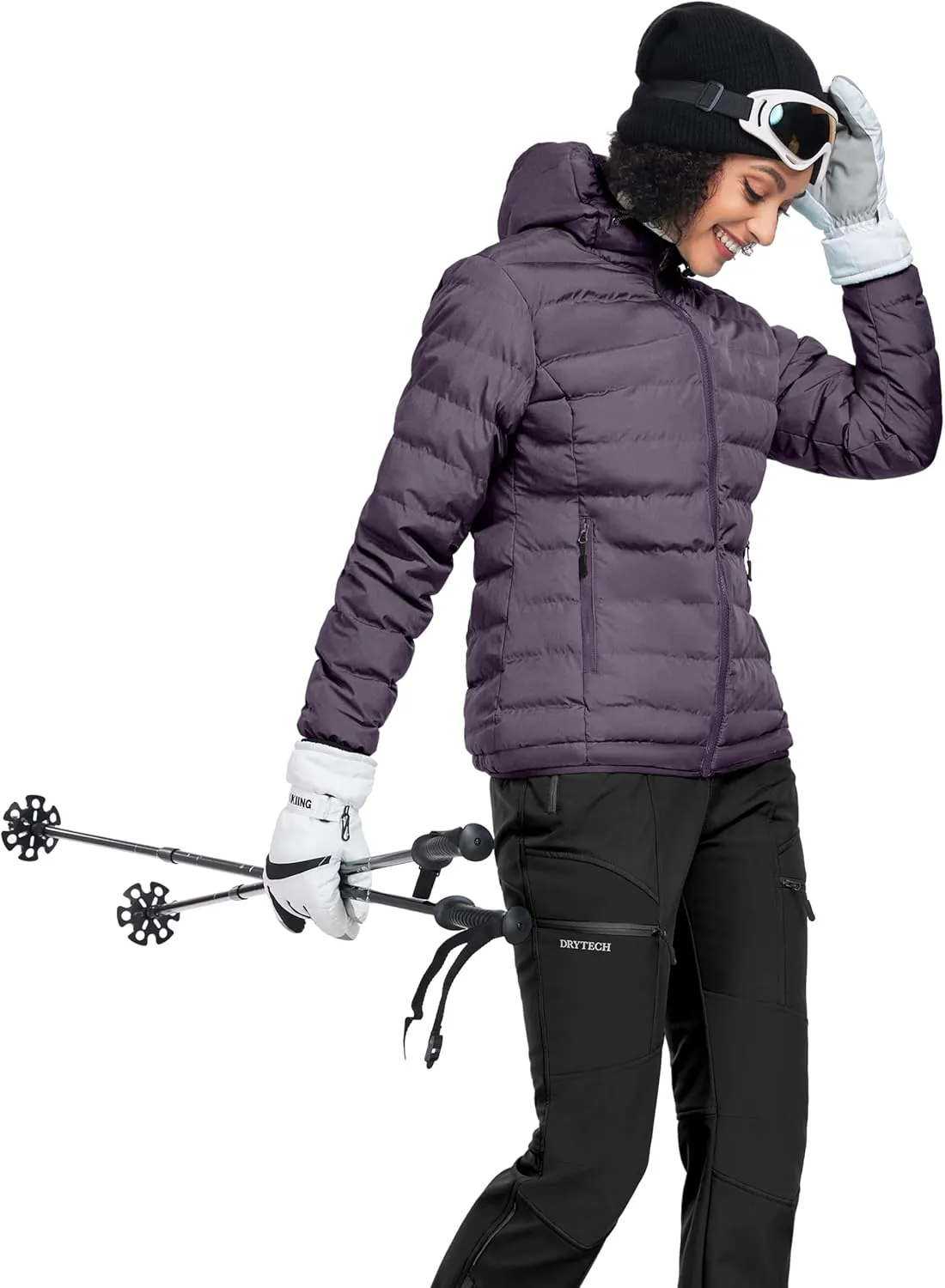 Little Donkey Andy Women's Warm Waterproof Puffer Jacket Hooded Windproof Winter Coat with Recycled Insulation