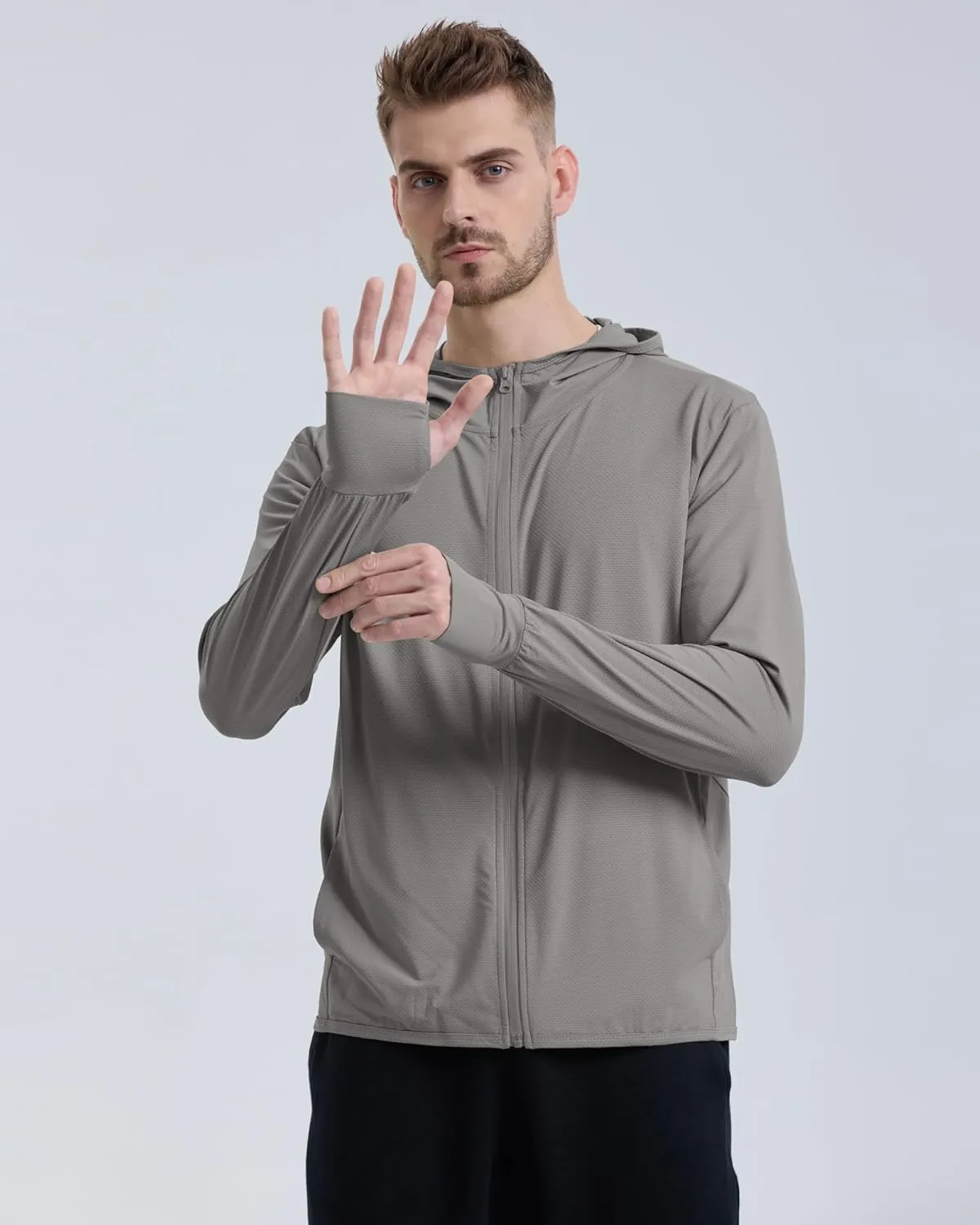 Locachy Men's UPF 50  Sun Protection Outdoor Lightweight Full Zip Hoodie Jacket Long Sleeve Fishing Hiking Performance Shirt