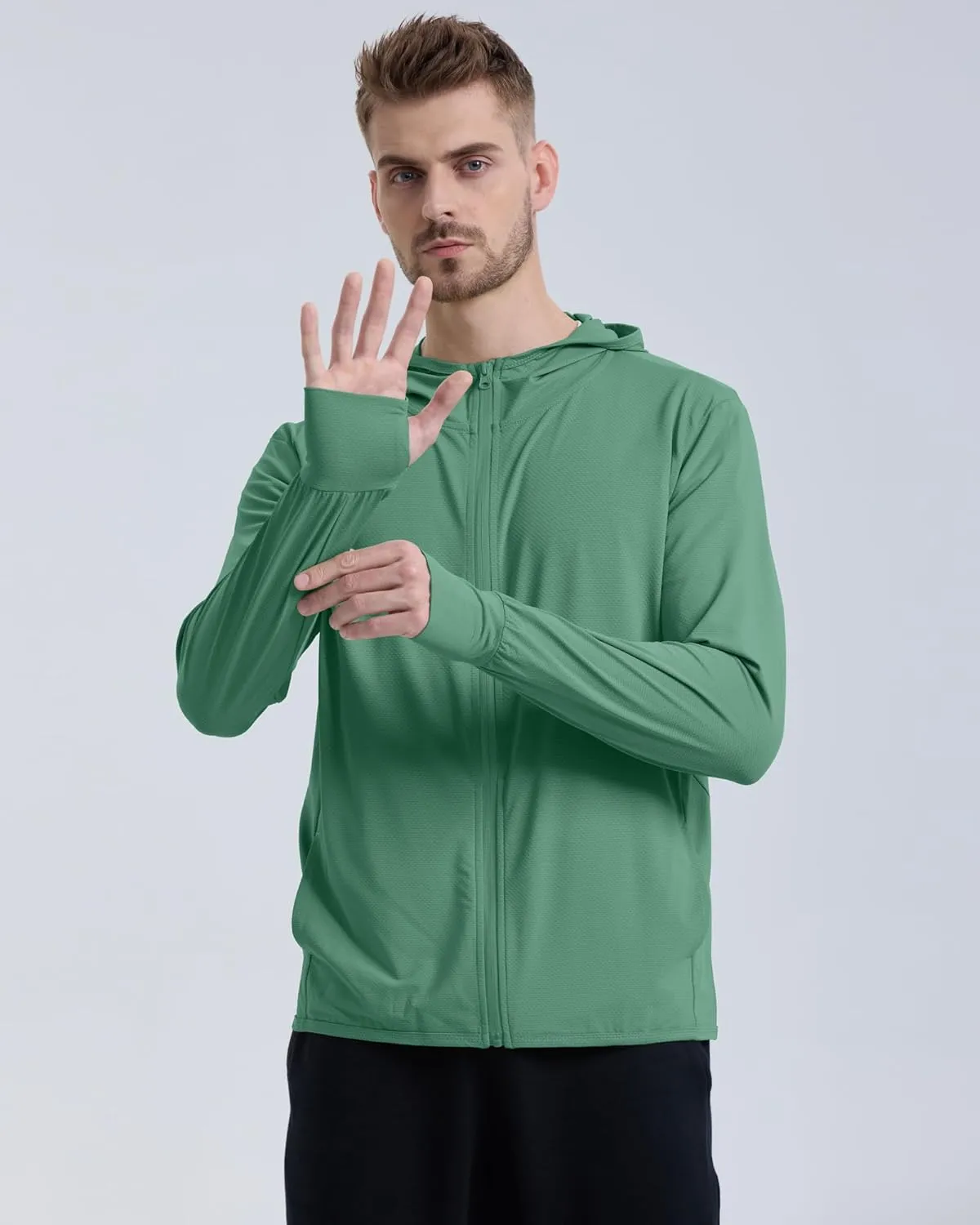 Locachy Men's UPF 50  Sun Protection Outdoor Lightweight Full Zip Hoodie Jacket Long Sleeve Fishing Hiking Performance Shirt