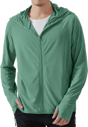 Locachy Men's UPF 50  Sun Protection Outdoor Lightweight Full Zip Hoodie Jacket Long Sleeve Fishing Hiking Performance Shirt