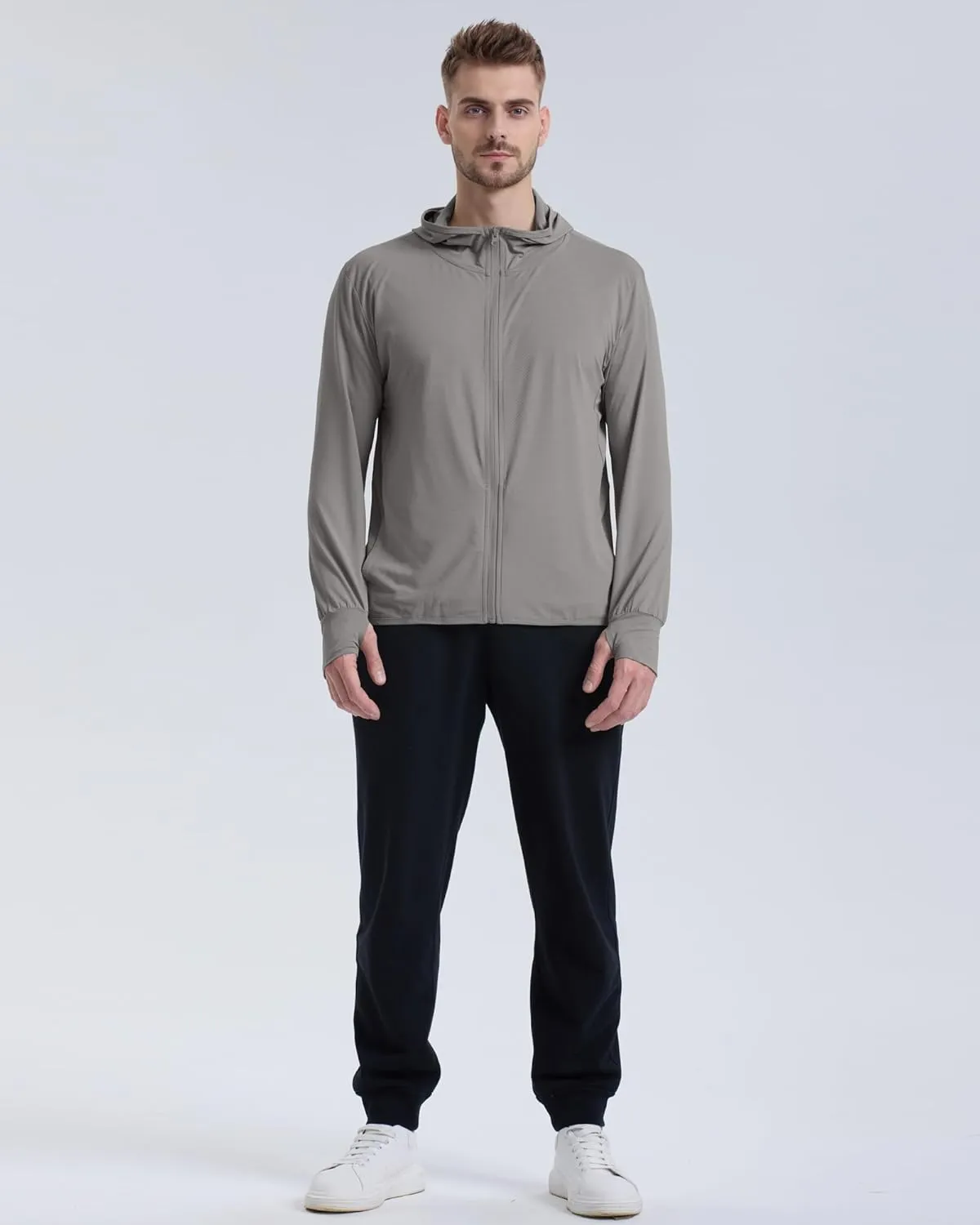 Locachy Men's UPF 50  Sun Protection Outdoor Lightweight Full Zip Hoodie Jacket Long Sleeve Fishing Hiking Performance Shirt