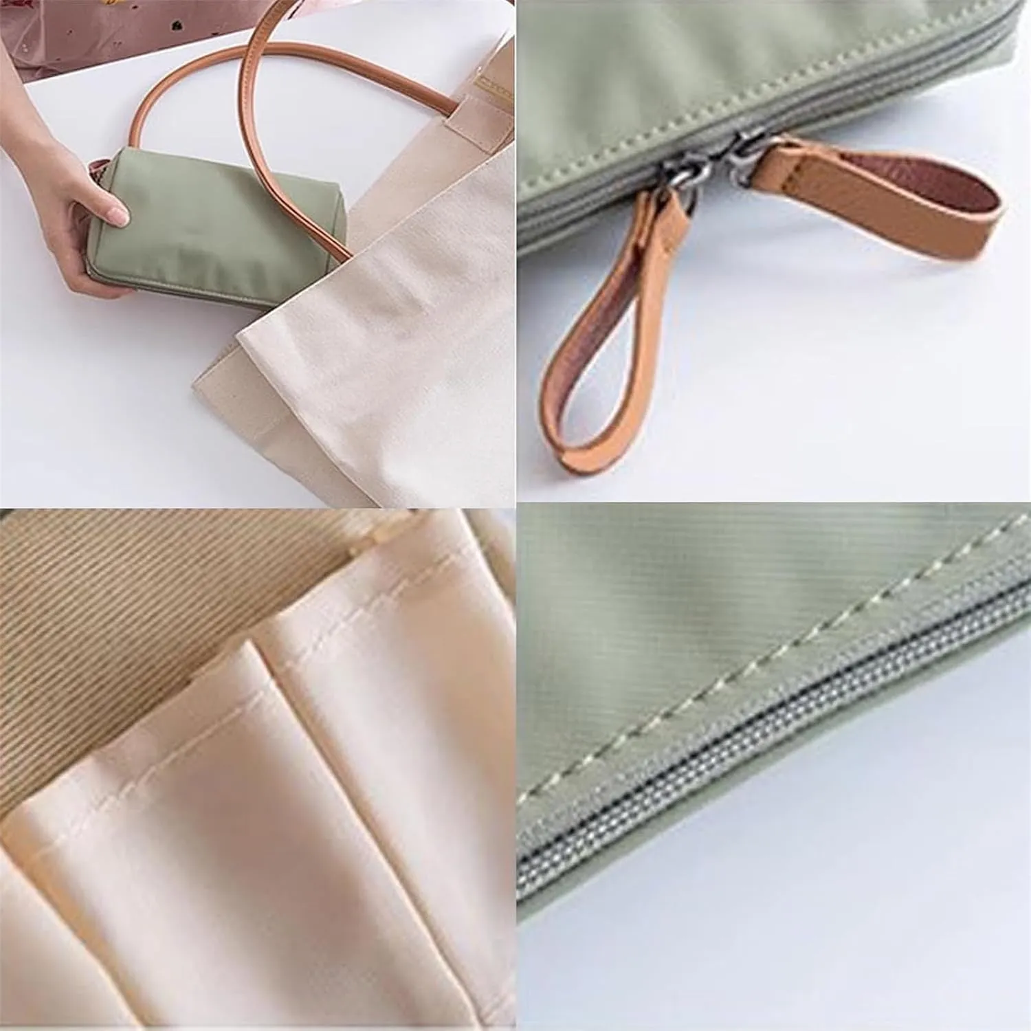 LONGLUAN Tidynook Makeup Bag Small, Tidynook Cosmetic Bag, Tidynook Lipstick Makeup Bag Mini, Tidynook Makeup Bag for Purse, Tidynook Makeup Pouch with Compartments (2PCS-C)