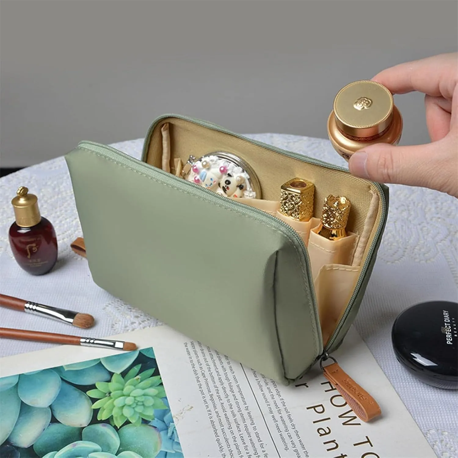 LONGLUAN Tidynook Makeup Bag Small, Tidynook Cosmetic Bag, Tidynook Lipstick Makeup Bag Mini, Tidynook Makeup Bag for Purse, Tidynook Makeup Pouch with Compartments (2PCS-C)
