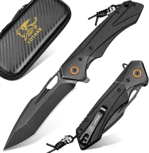LOTHAR LICH KING Pocket Knife, 3.5 Inch D2 Steel Folding Knife with Clip, G10 Handle, Exotic Touch EDC Knife, Gifts Pocket Knife for Men Women