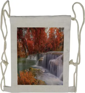 Lunarable National Parks Drawstring Backpack, Fall Season Cascade, Sackpack Bag