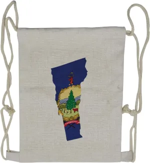Lunarable Vermont Drawstring Backpack, Map and Flag of US State, Sackpack Bag