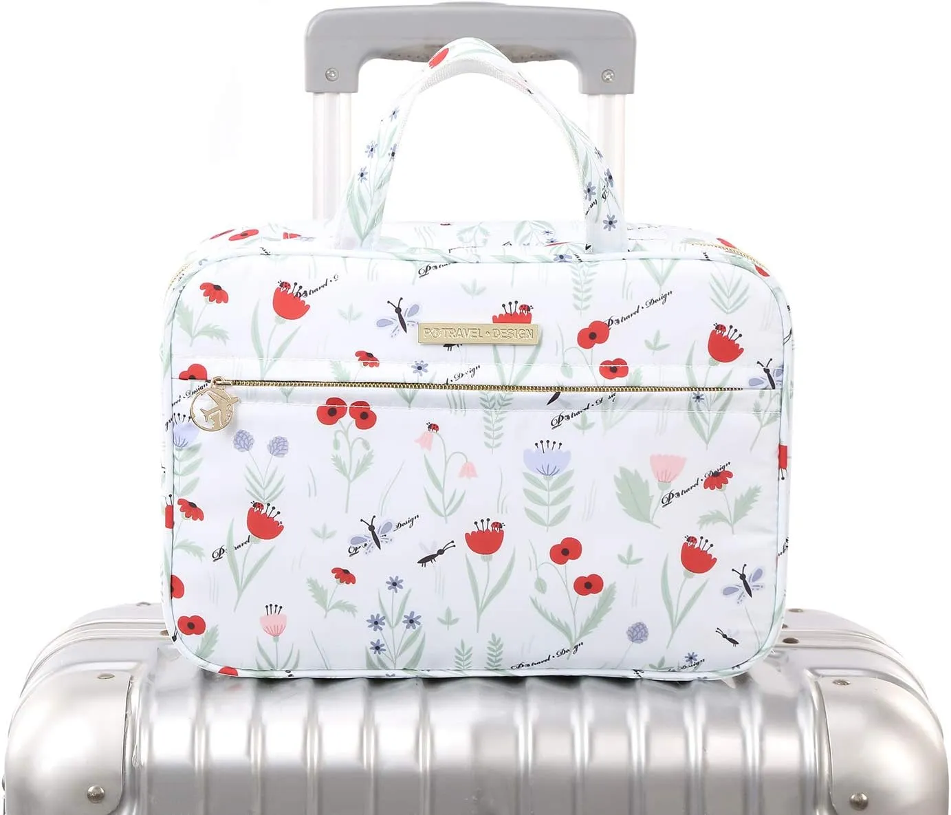 Lychii Hanging Toiletry Bag for Women, Travel Makeup Organizer Cosmetic Case for Bathroom Shower, Large - Floral Printed