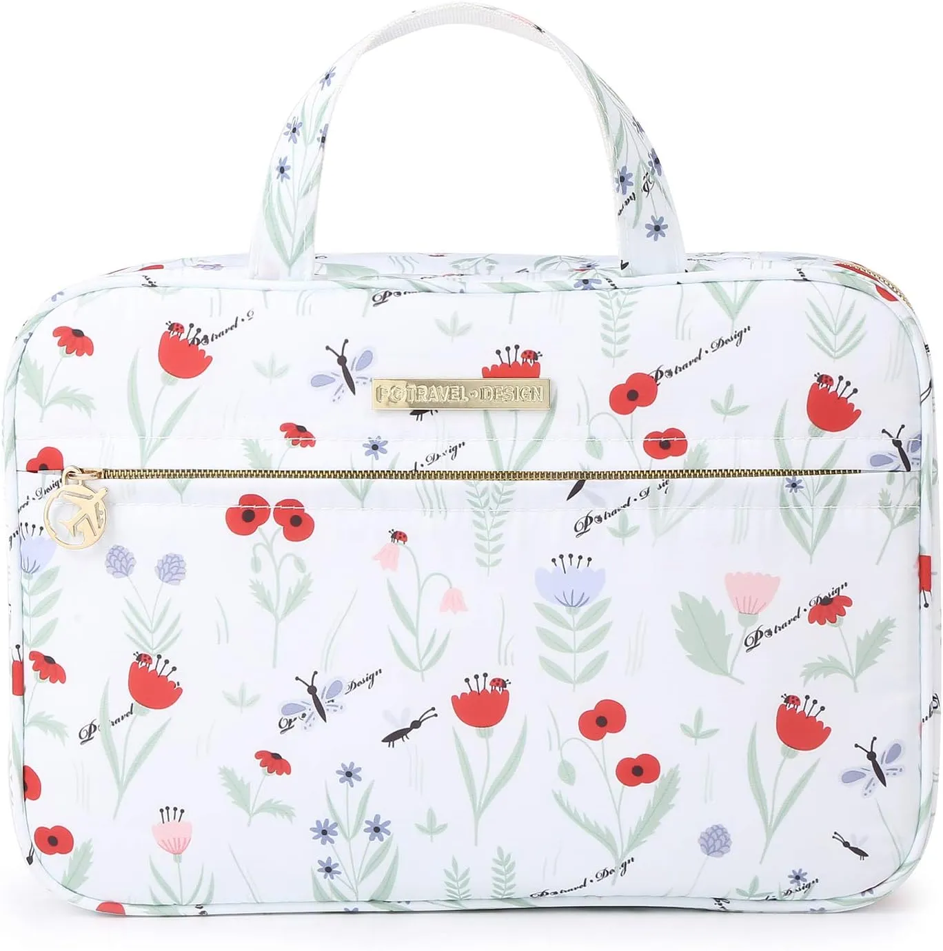 Lychii Hanging Toiletry Bag for Women, Travel Makeup Organizer Cosmetic Case for Bathroom Shower, Large - Floral Printed