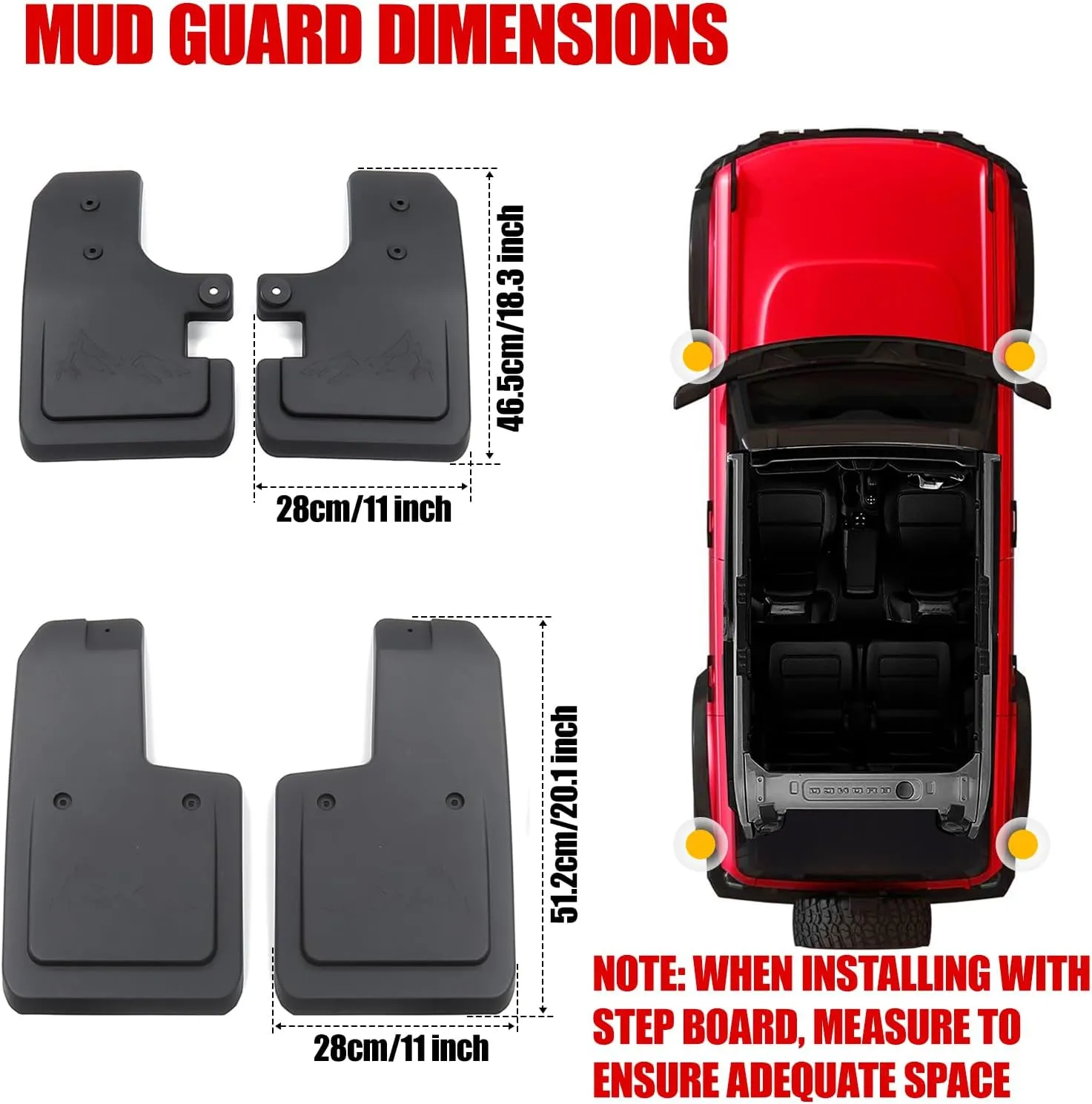 Mabett Mud Flaps for Ford Bronco Accessories 2021 2022 2023 2024 2025 2/4-Door No Punching Required Front and Rear 4PCS