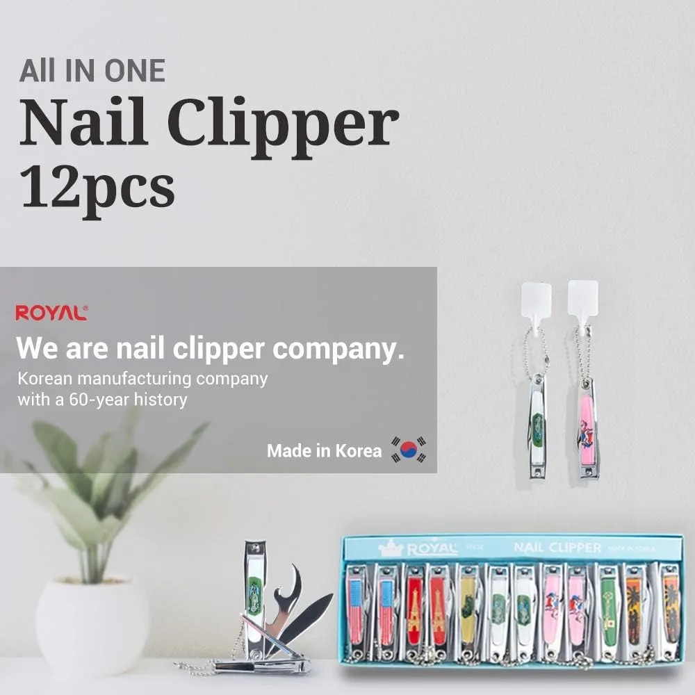 [Made in Korea] ROYAL 12pcs Nail clippers with knife & opener, Chain