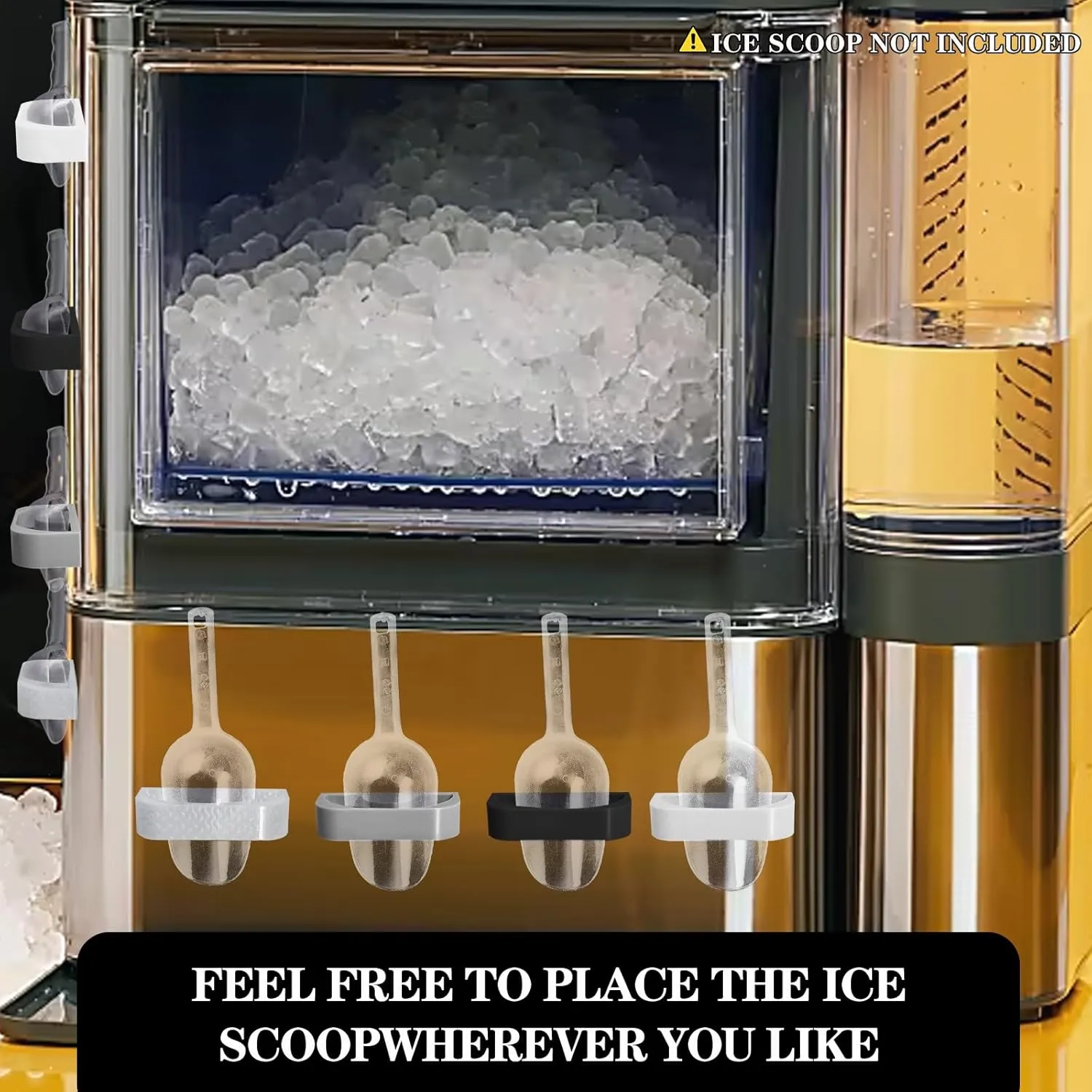 Magnetic Ice Scoop Holder - Compatible with ge profile opal nugget ice maker, Perfectly Designed for Models 1.0 & 2.0 (Bracket Only) (Transparent)