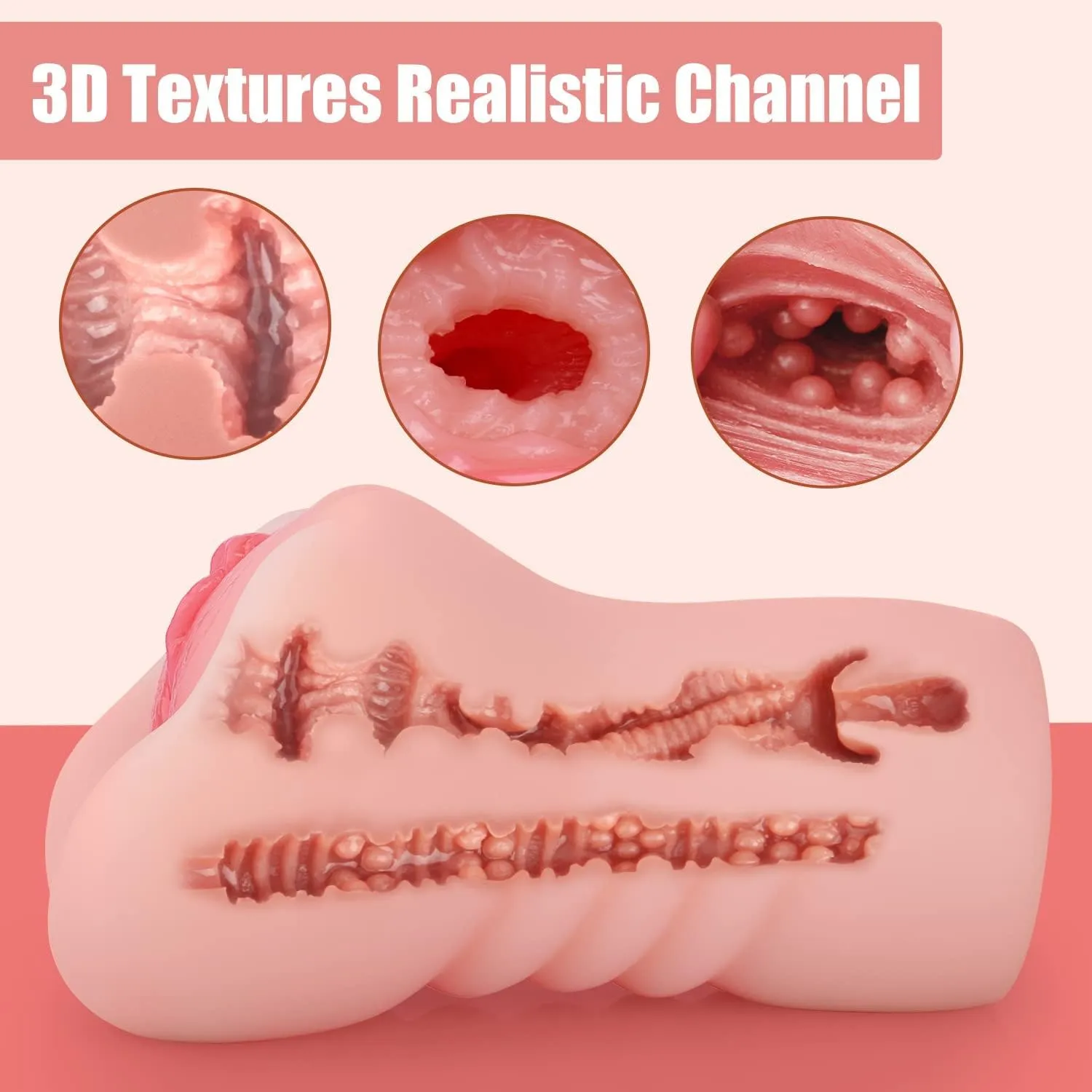 Male Masturbators Adult Sex Toys with 3D Realistic Textured Pocket Pussy and Tight Anus Sex Blowjob Stroker,Penis Training Masturbator Anal Play Sex Doll for Men (Flesh)