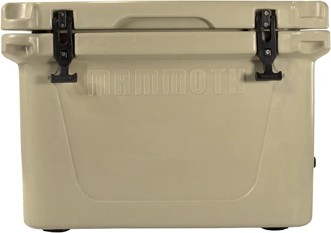 Mammoth Ranger 25 Cooler, Insulated Hard Ice Chest with 25 Quart Capacity, Holds 30 Cans, Great for Boat, Camping, Tan