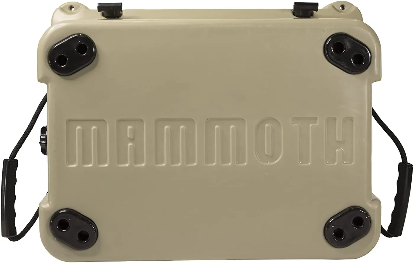 Mammoth Ranger 25 Cooler, Insulated Hard Ice Chest with 25 Quart Capacity, Holds 30 Cans, Great for Boat, Camping, Tan