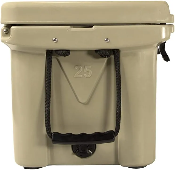Mammoth Ranger 25 Cooler, Insulated Hard Ice Chest with 25 Quart Capacity, Holds 30 Cans, Great for Boat, Camping, Tan